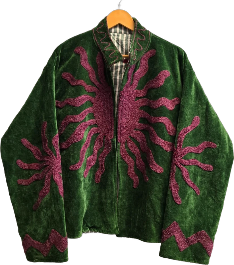 The Rani — Forest Green velvet jacket