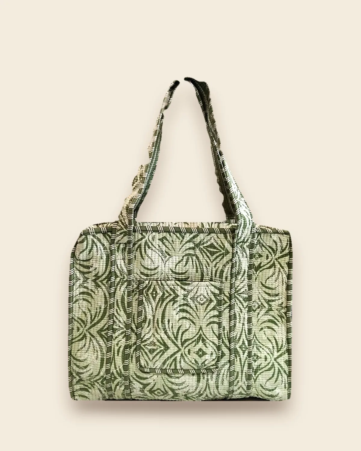 The Banyan Tote — Sage quilted cotton tote bag