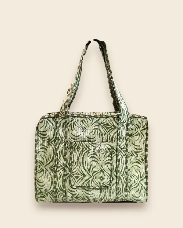 The Banyan Tote — Sage quilted cotton tote bag