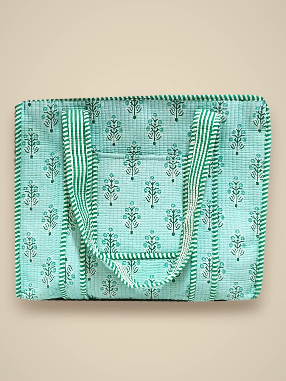 The Grove Tote — Mint studio view