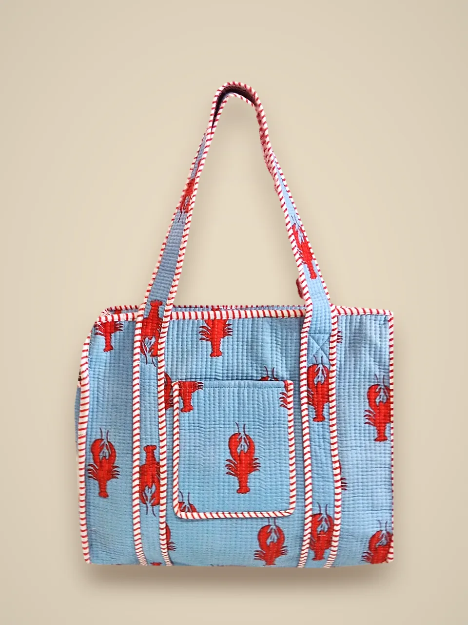The Lobster Tote — Sky Blue studio view