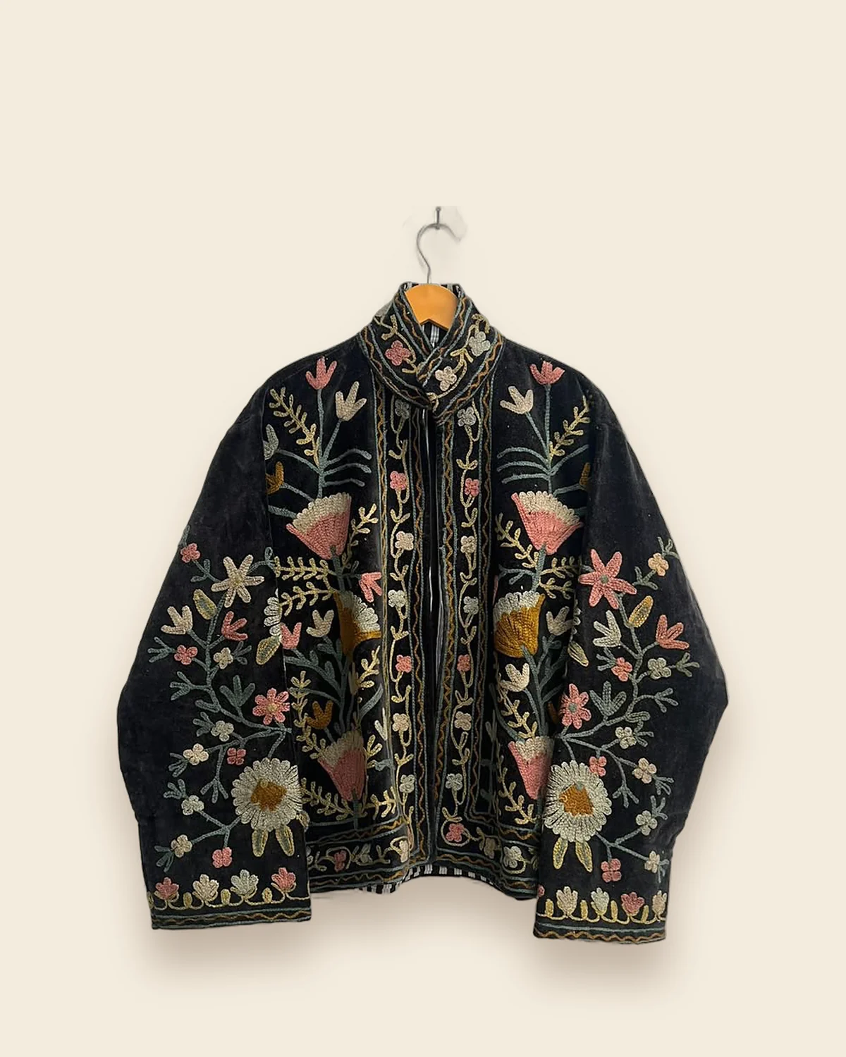 The Nightbloom — Black embroidered velvet jacket
