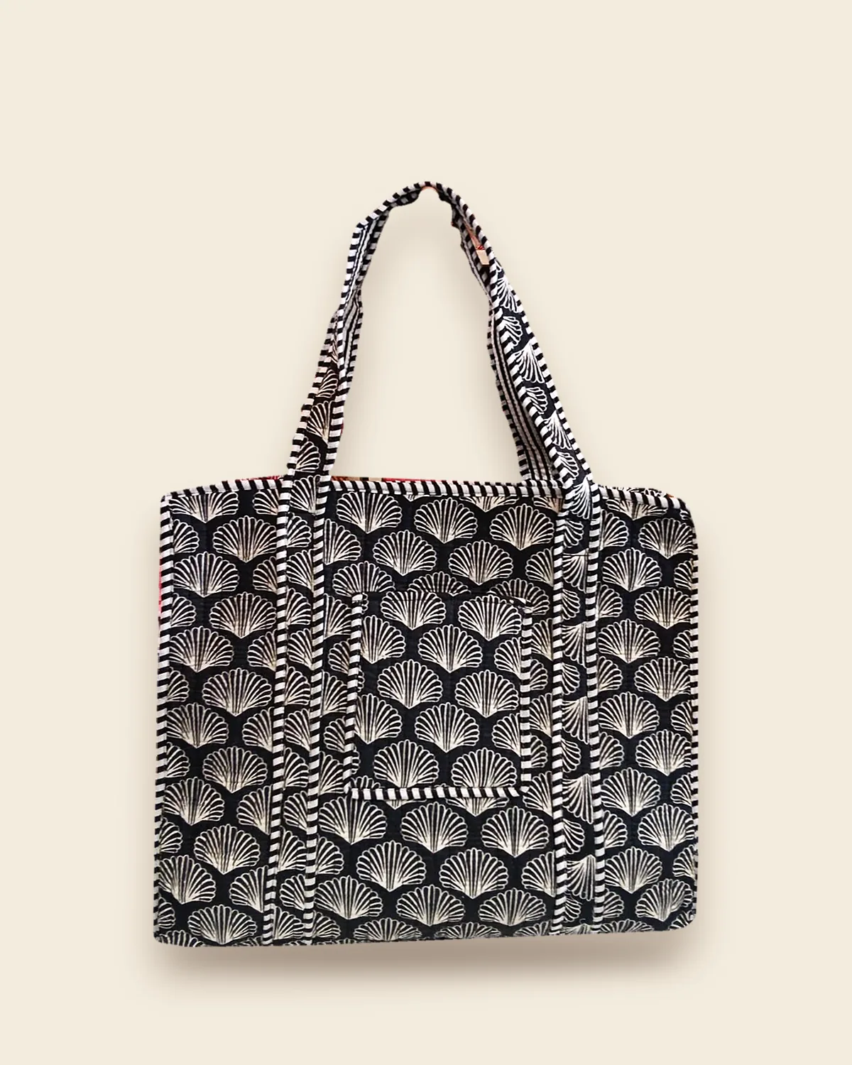 The Shell Tote — Black quilted cotton tote bag
