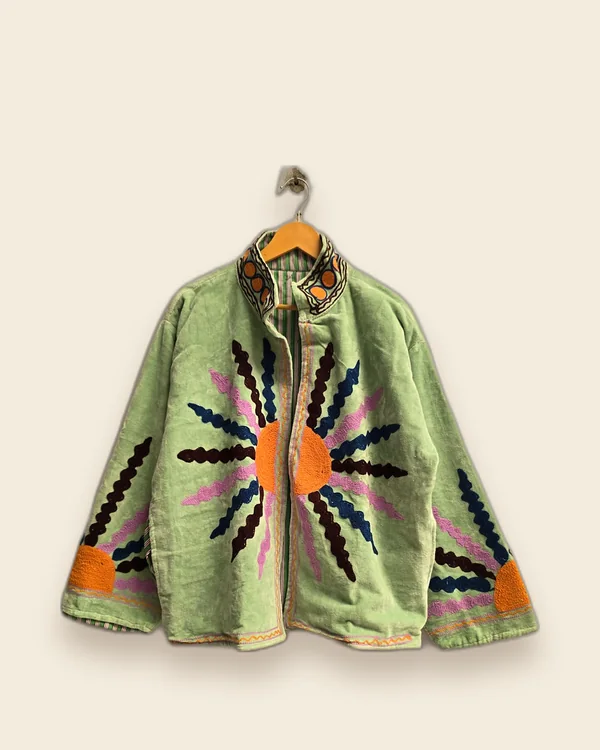 The Sunburst — Mint embroidered velvet jacket