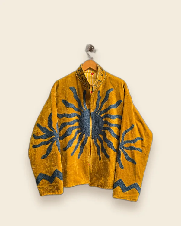 The Sunrise — Marigold embroidered velvet jacket