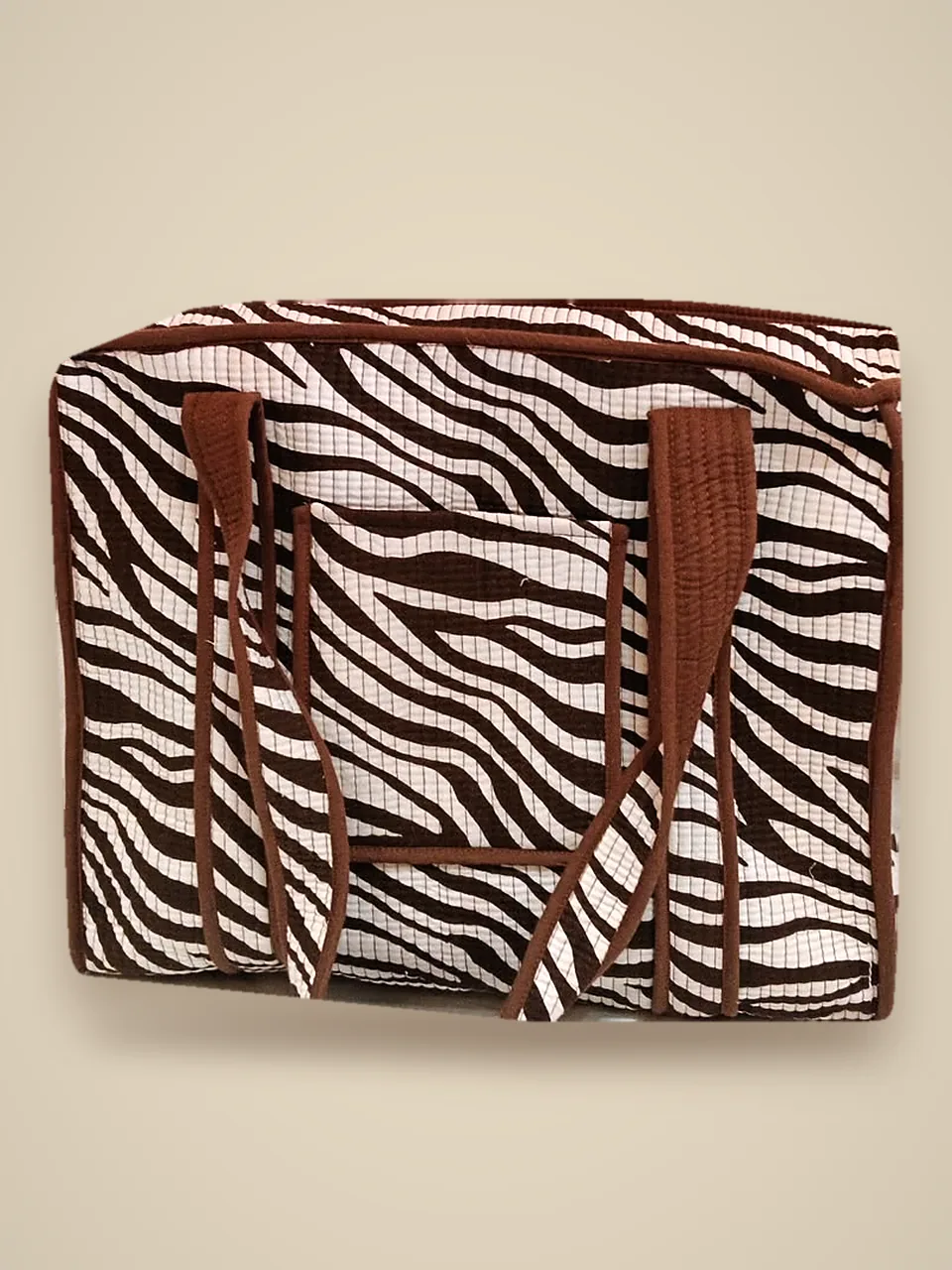 The Zebra Tote — Brown studio view
